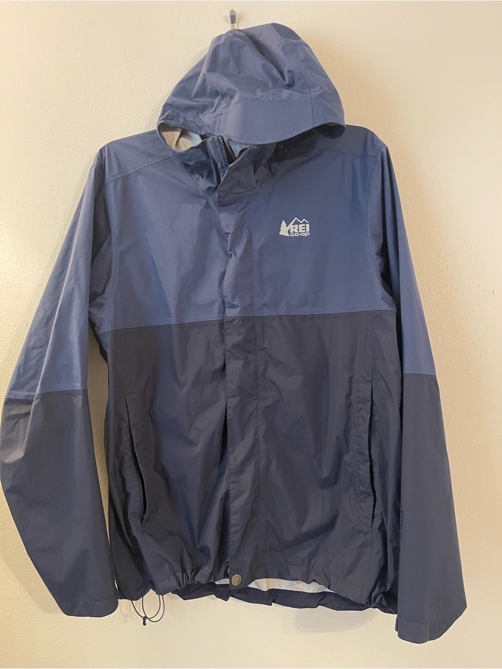 REI Two-Tone Gray & Charcoal Hooded Rain Jacket